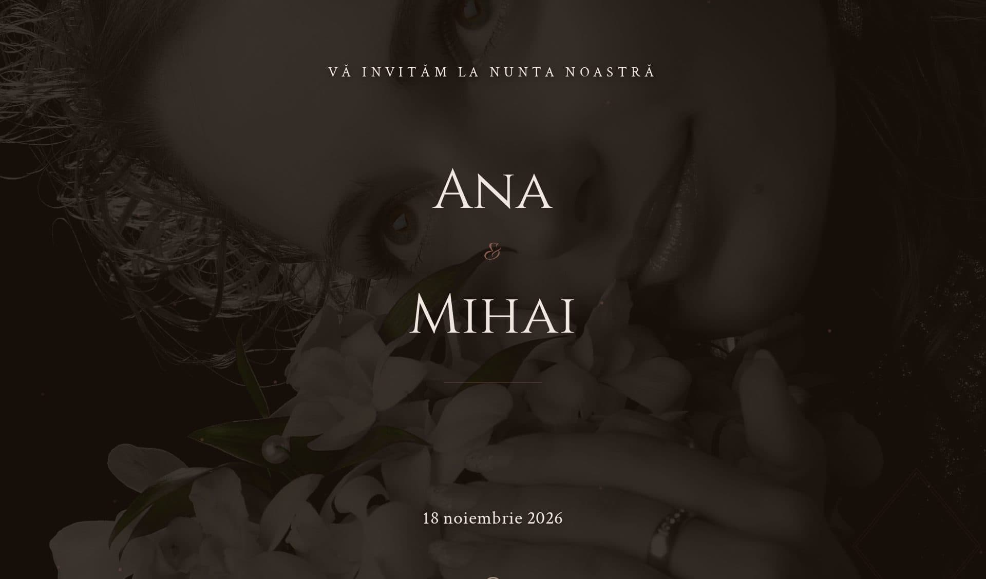 Model invitație Dark Botanical