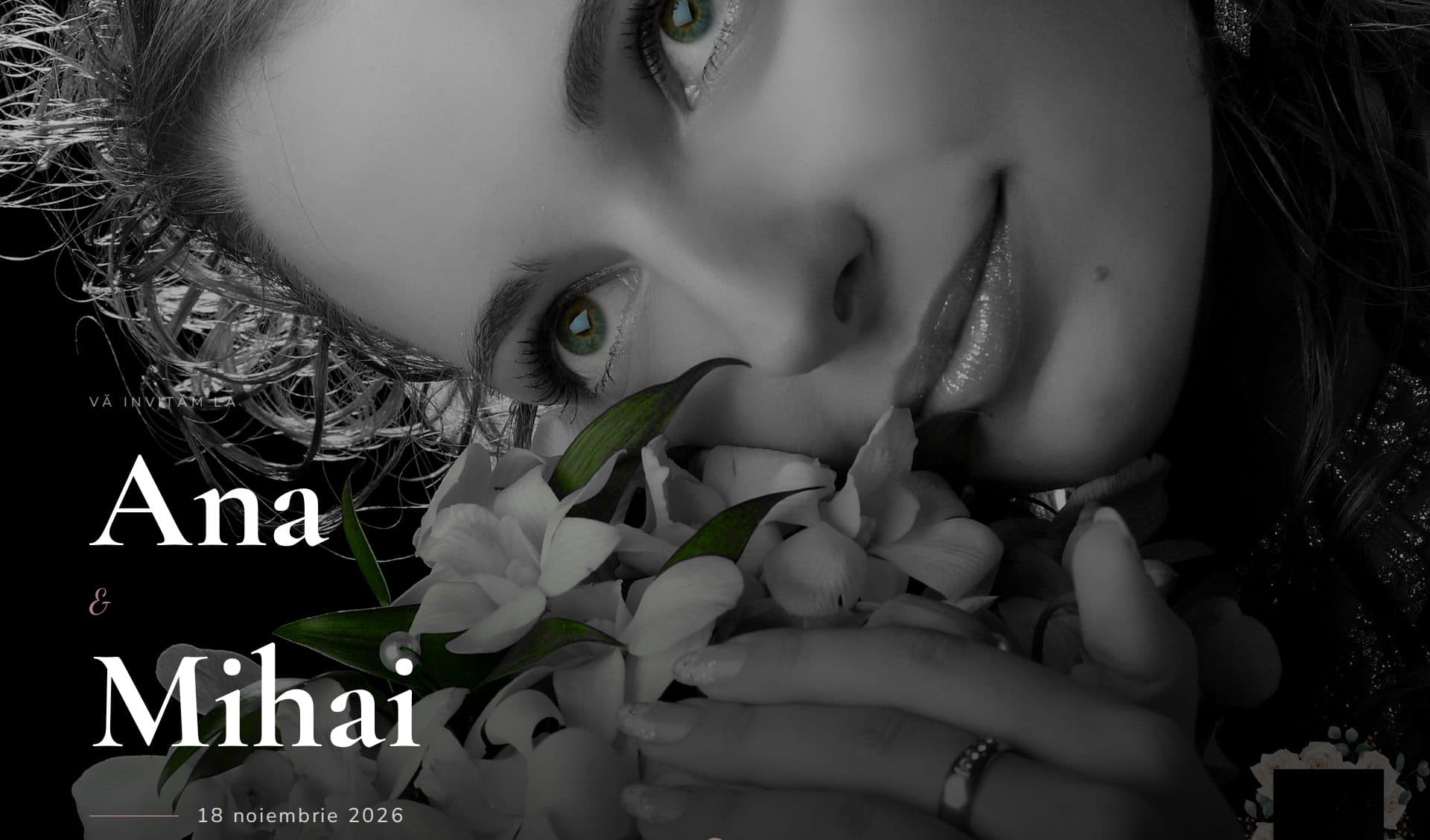 Model invitație Rose & Eucalyptus